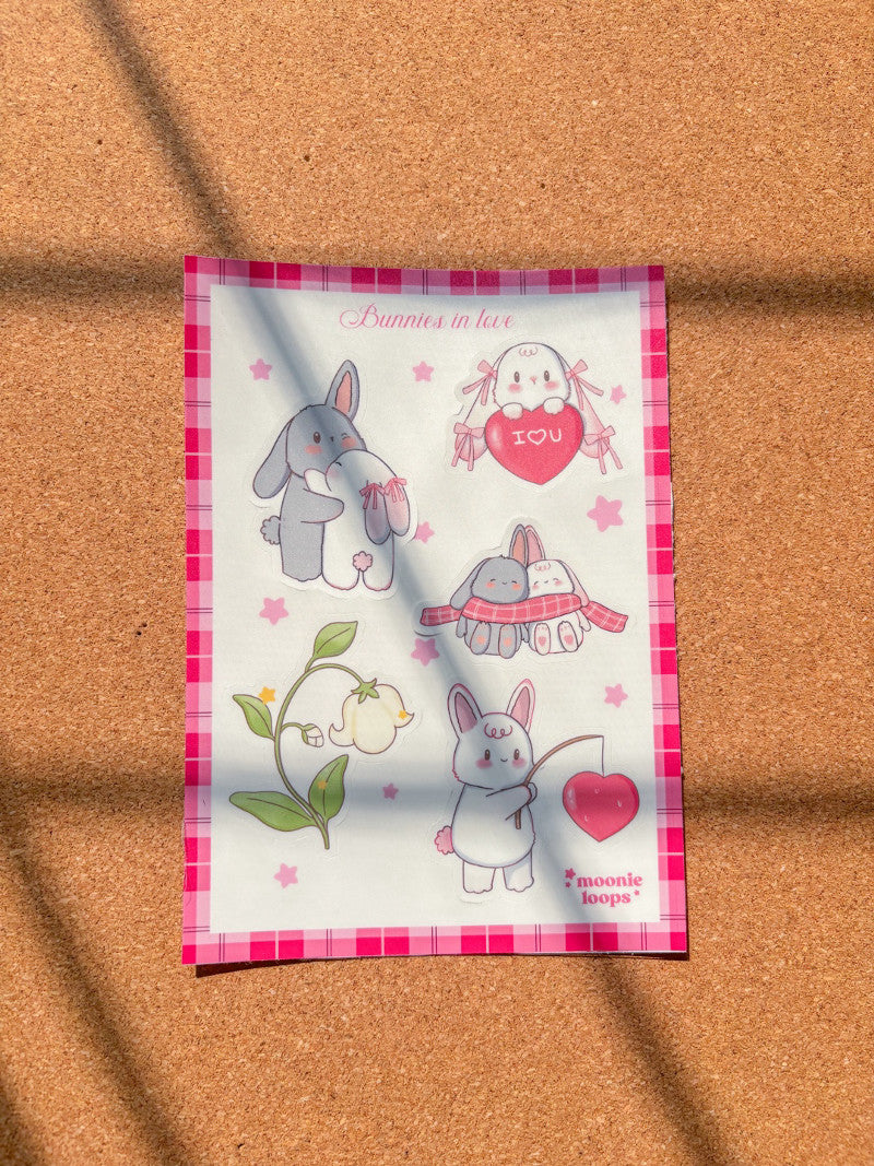 Bunnies in love Sticker sheet