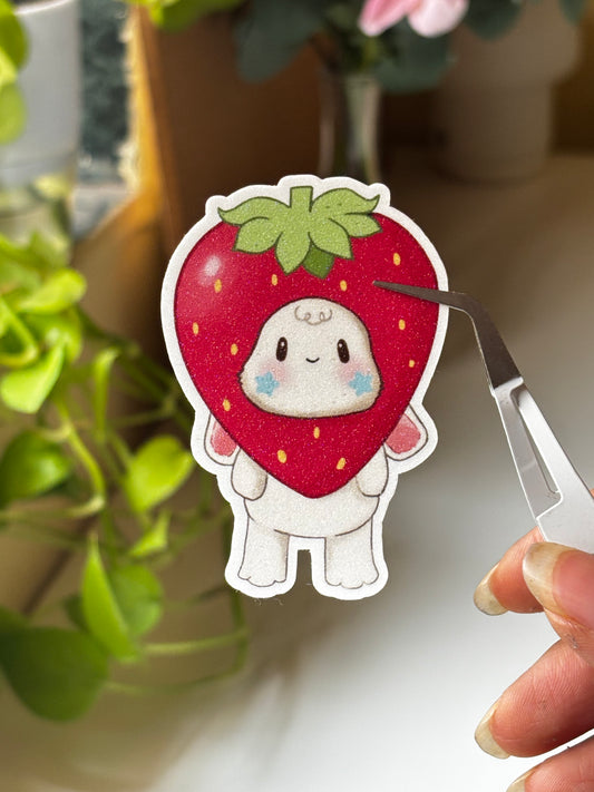 Strawberry baby bunny vinyl sticker