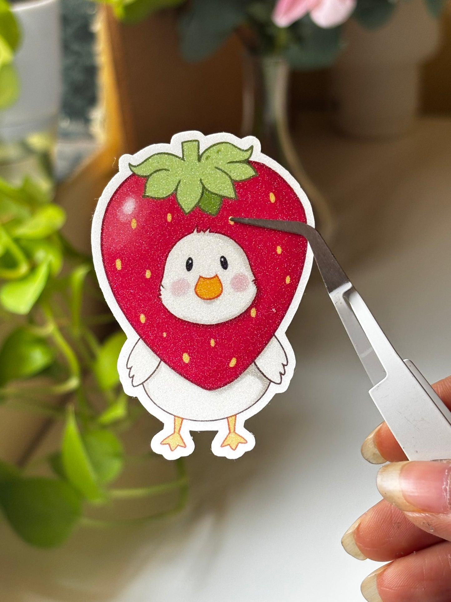 Strawberry baby duck vinyl sticker