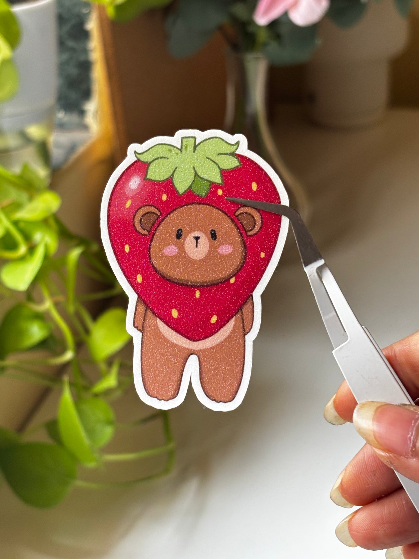 Strawberry baby bear vinyl sticker