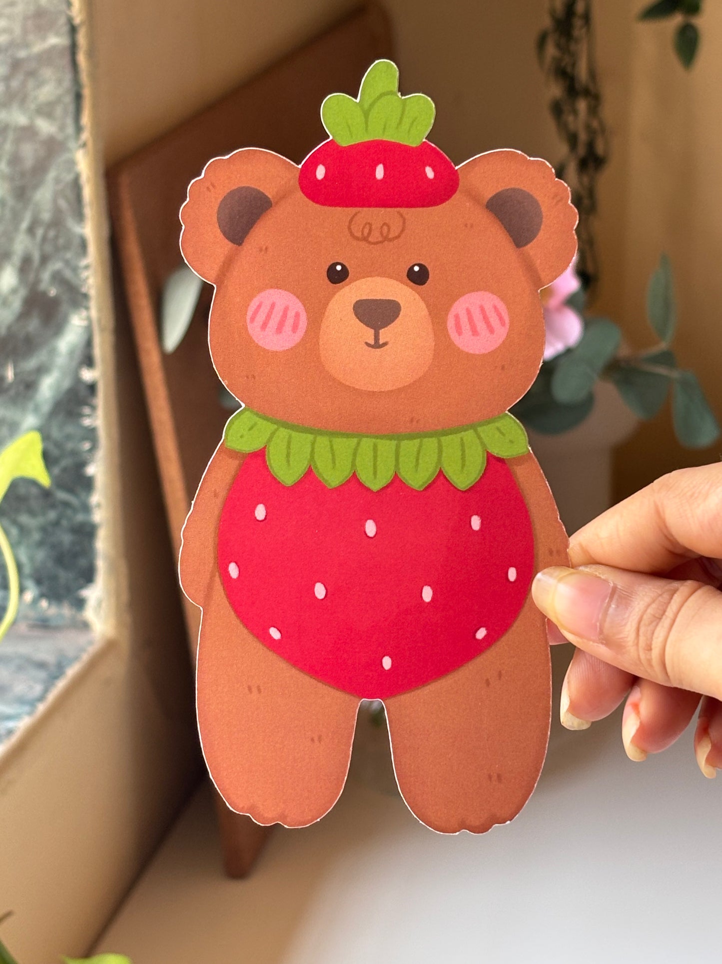 Strawberry bear bookmark