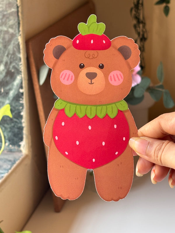 Strawberry bear bookmark