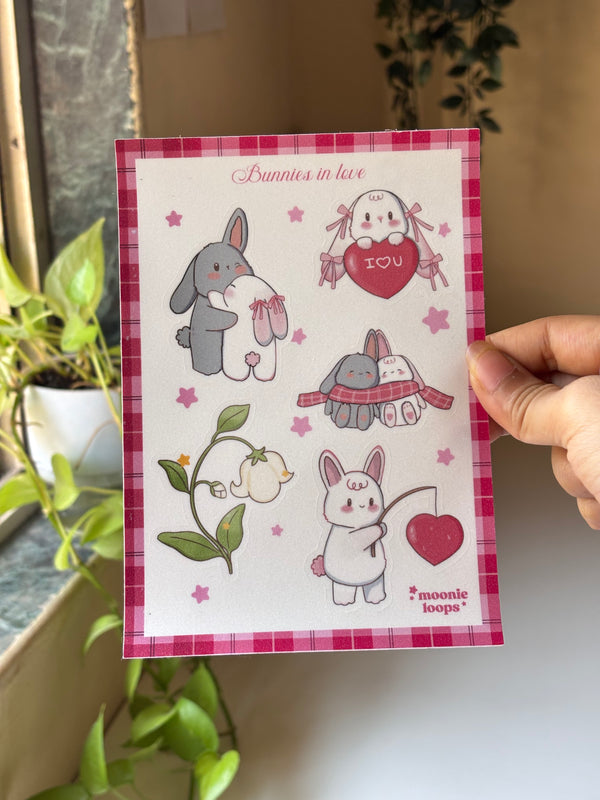 Bunnies in love Sticker sheet
