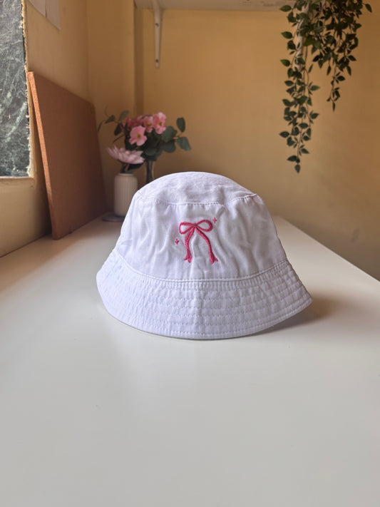 Pink bow bucket hat