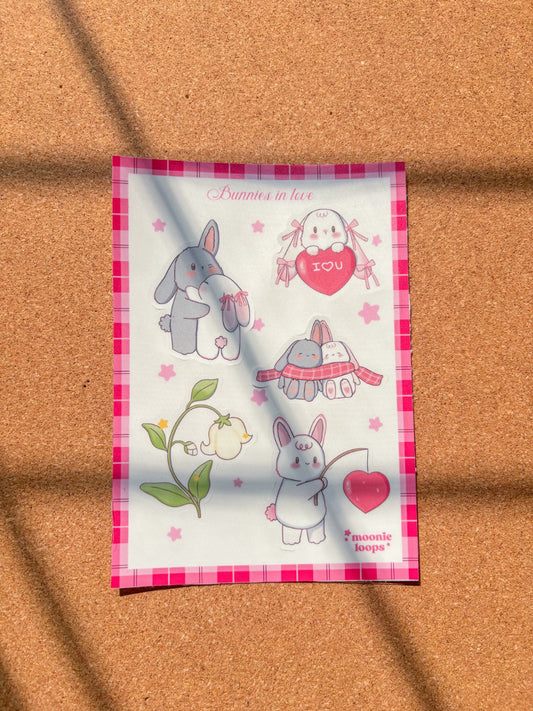 Bunnies in love Sticker sheet