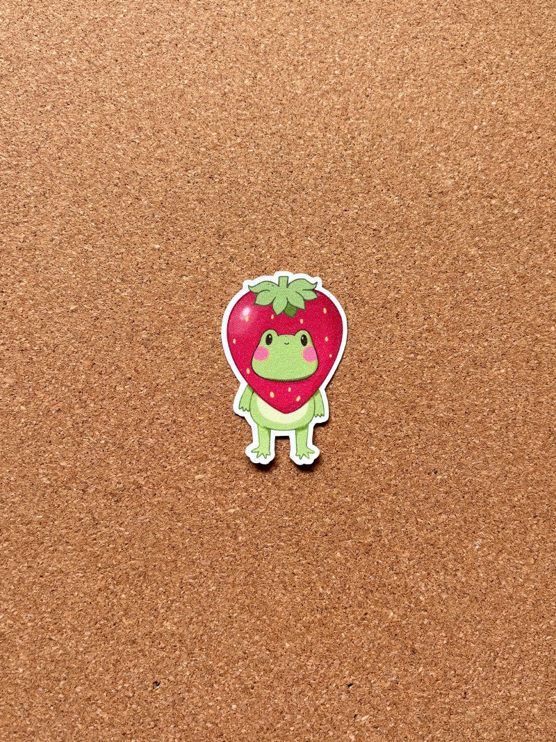 Strawberry baby frog vinyl sticker