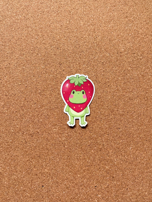 Strawberry baby frog vinyl sticker